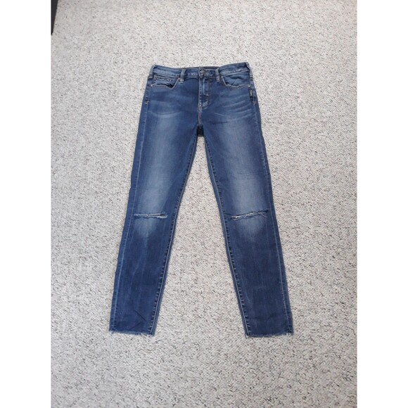 28 Silver High Rise Crop Robson Skinny Distressed Fray Hem - Picture 1 of 7